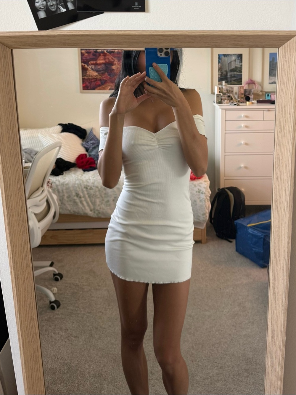 Off-Shoulder White Bodycon Mini Dress